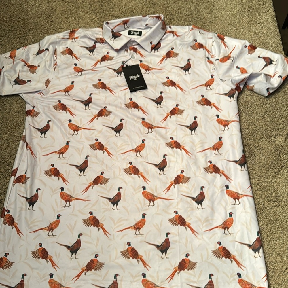 Men’s Waggle Polo Shirt with Pheasants on it